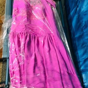 Girls' Purple/Pink Floral Lace Party Dress (freshly dry cleaned)